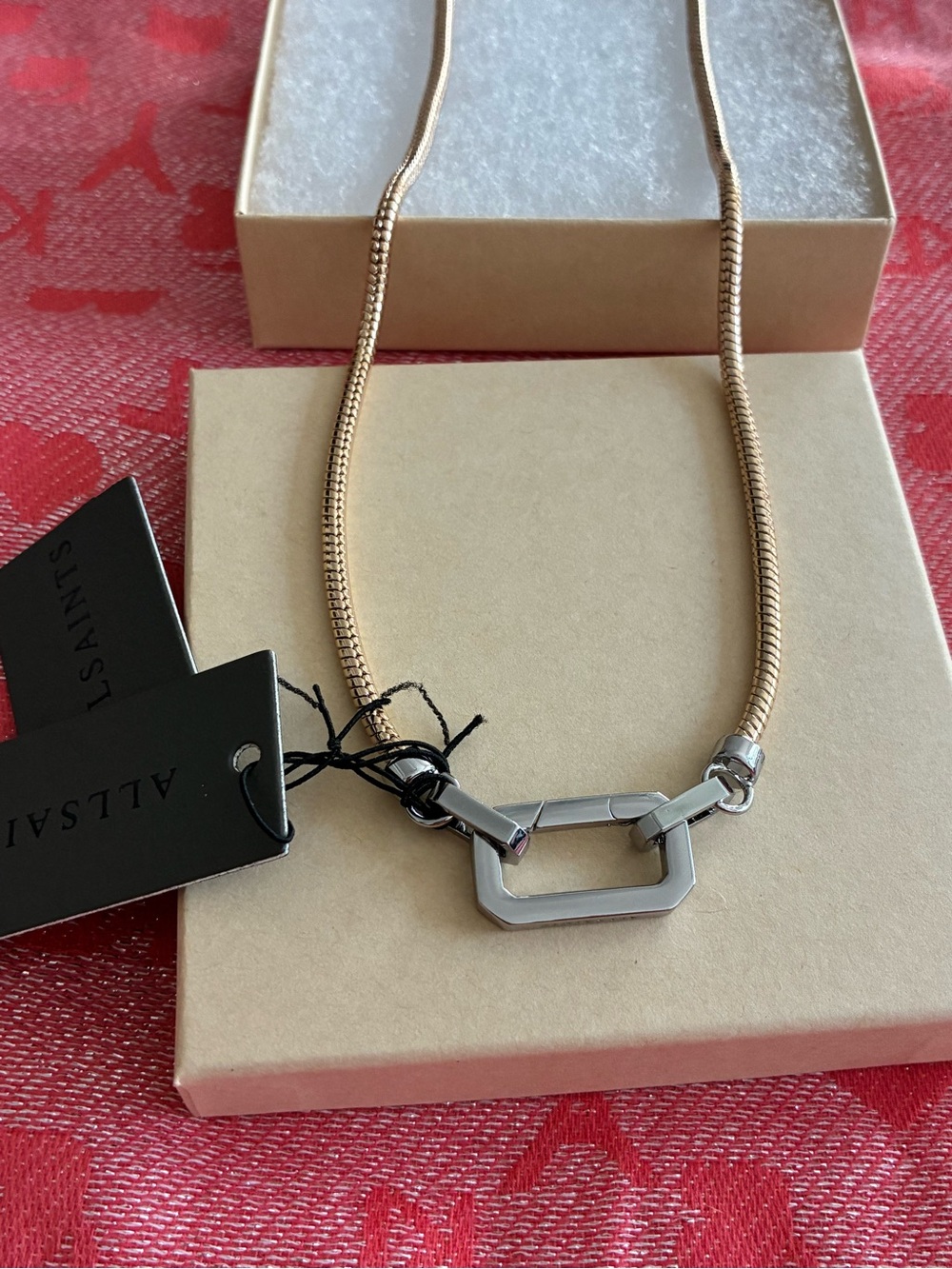 AllSaints Gold and Silver Two-Tone Chain Necklace - Picture 6 of 8